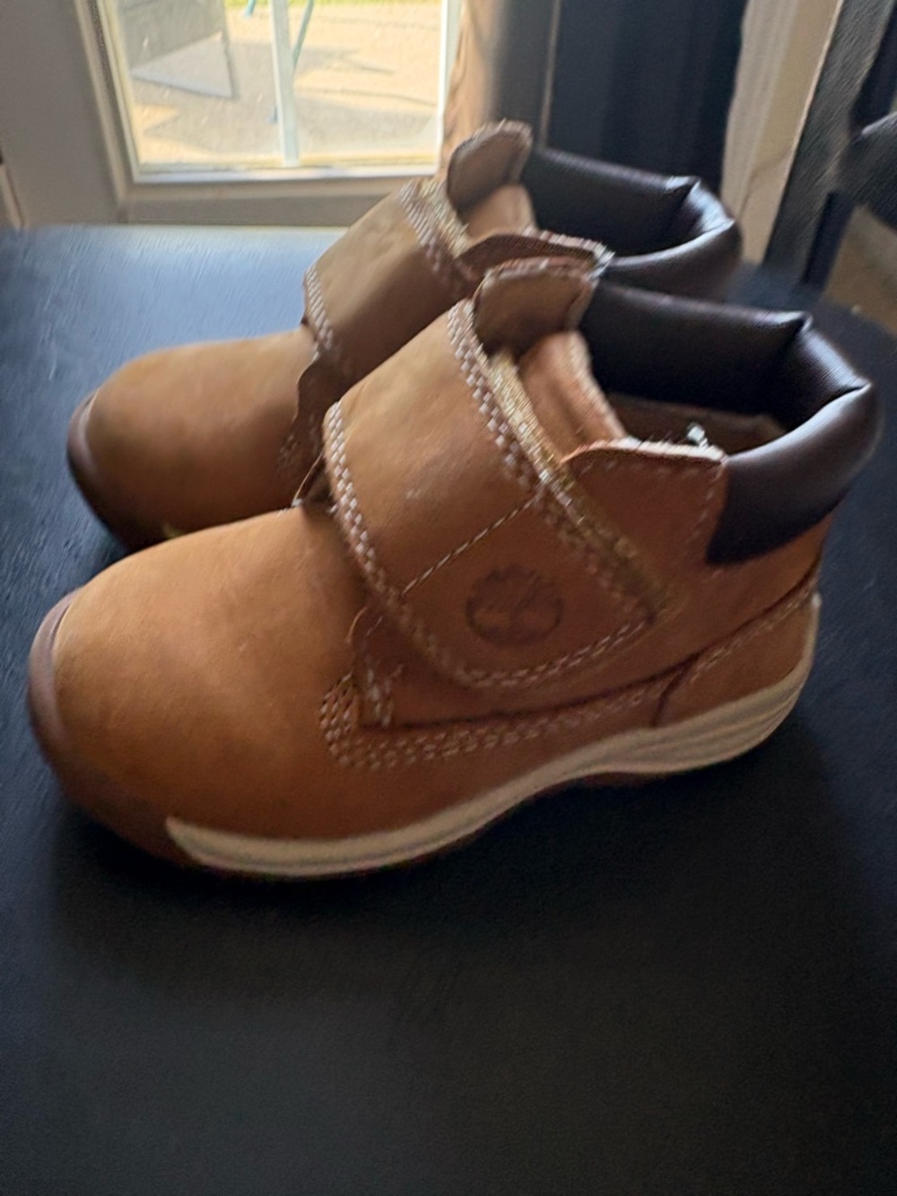 Timberland Kids Tan Leather Hook-and-Loop Boots